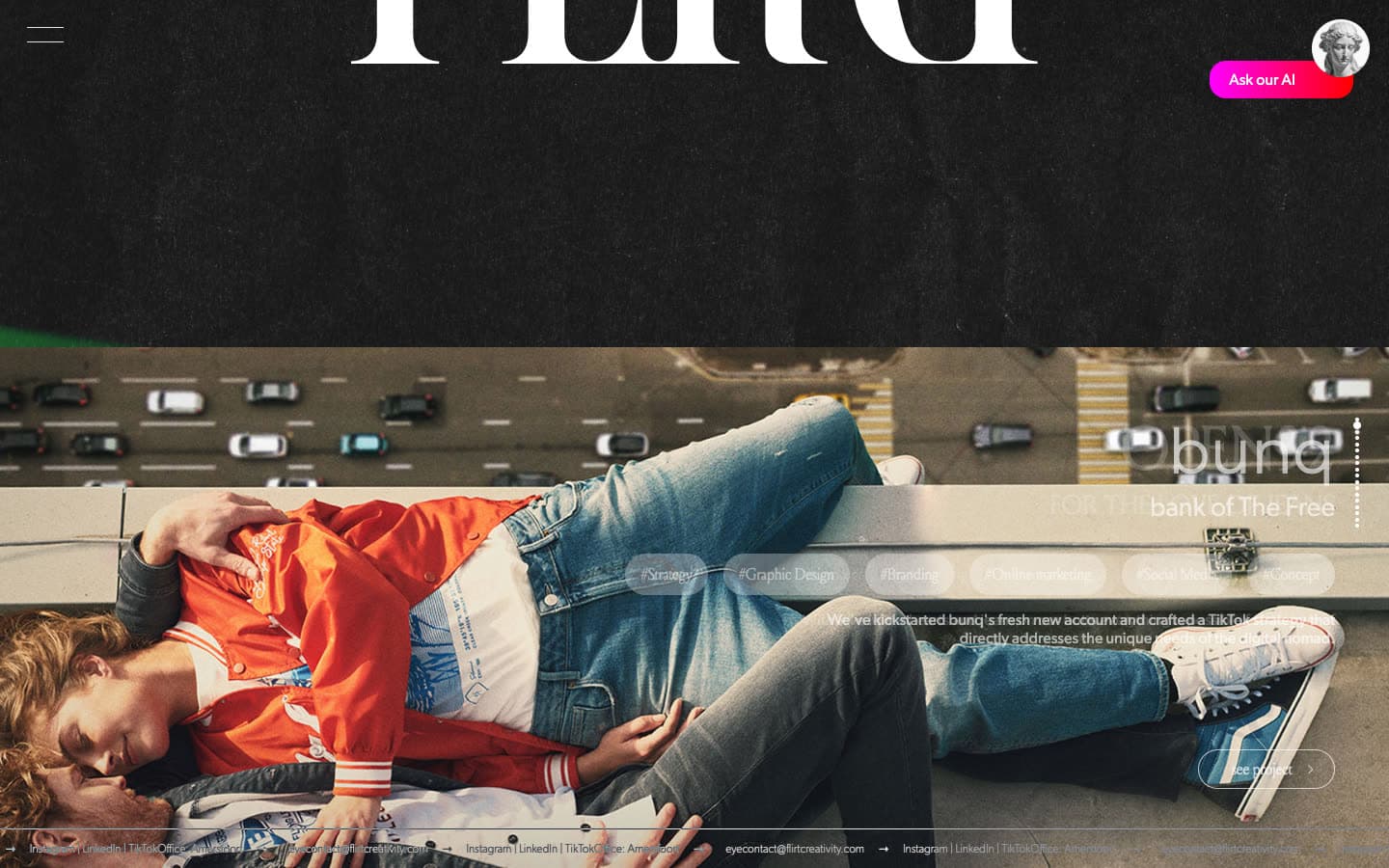 FLIRT Creativity — Work-overzicht met hover-tags