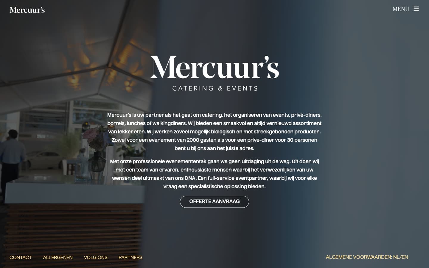 Mercuur’s — Sfeervolle hero met offerte-CTA